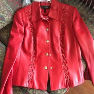 Escada red lamb-leather jacket